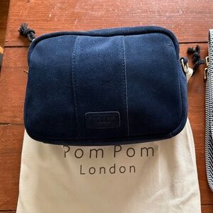 Pom Pom London Navy Suede City Bag